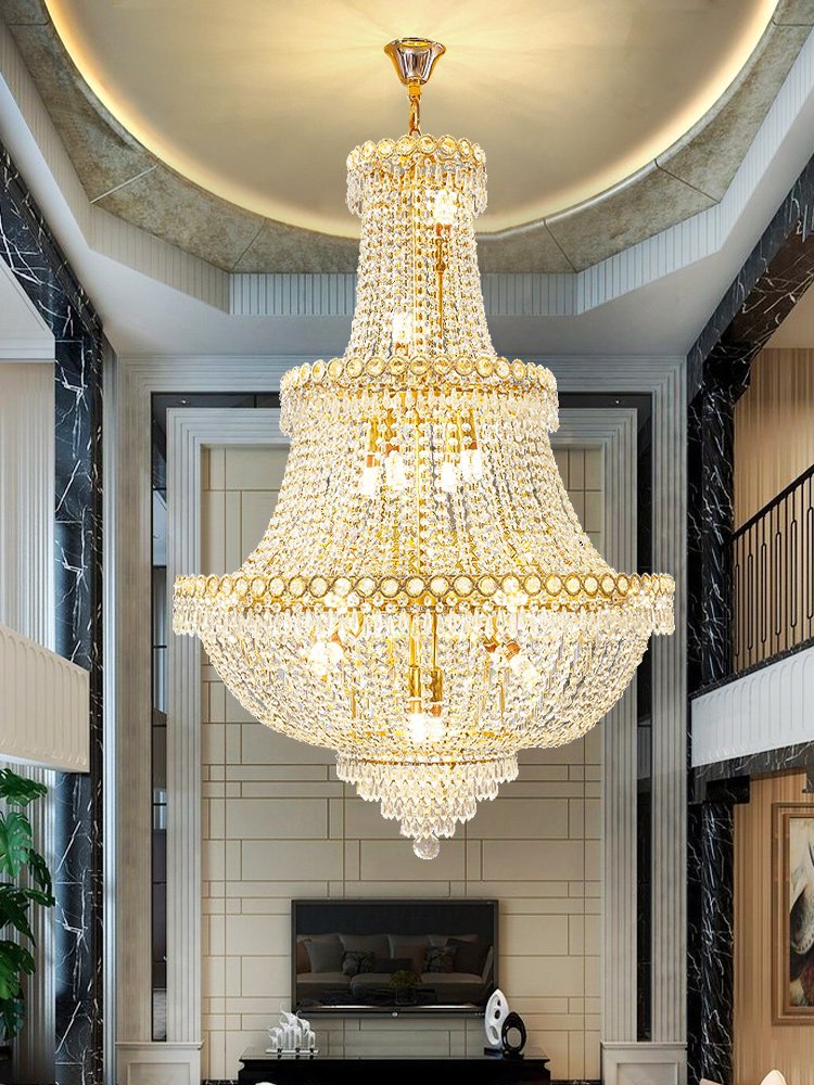 Luxury Crystal Long Chandelier Hallway Living Room Golden Stair Pandent ...