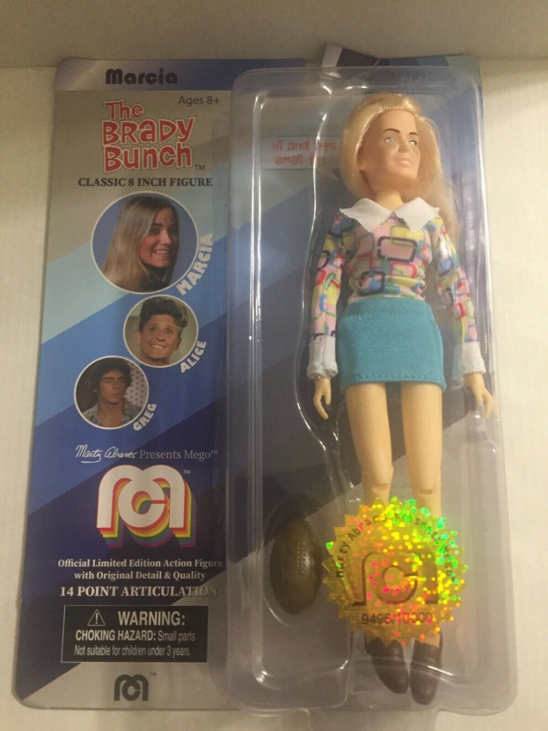 NEW Mego Brady Bunch Football Broken Nose Marcia 8'' Figure Doll
