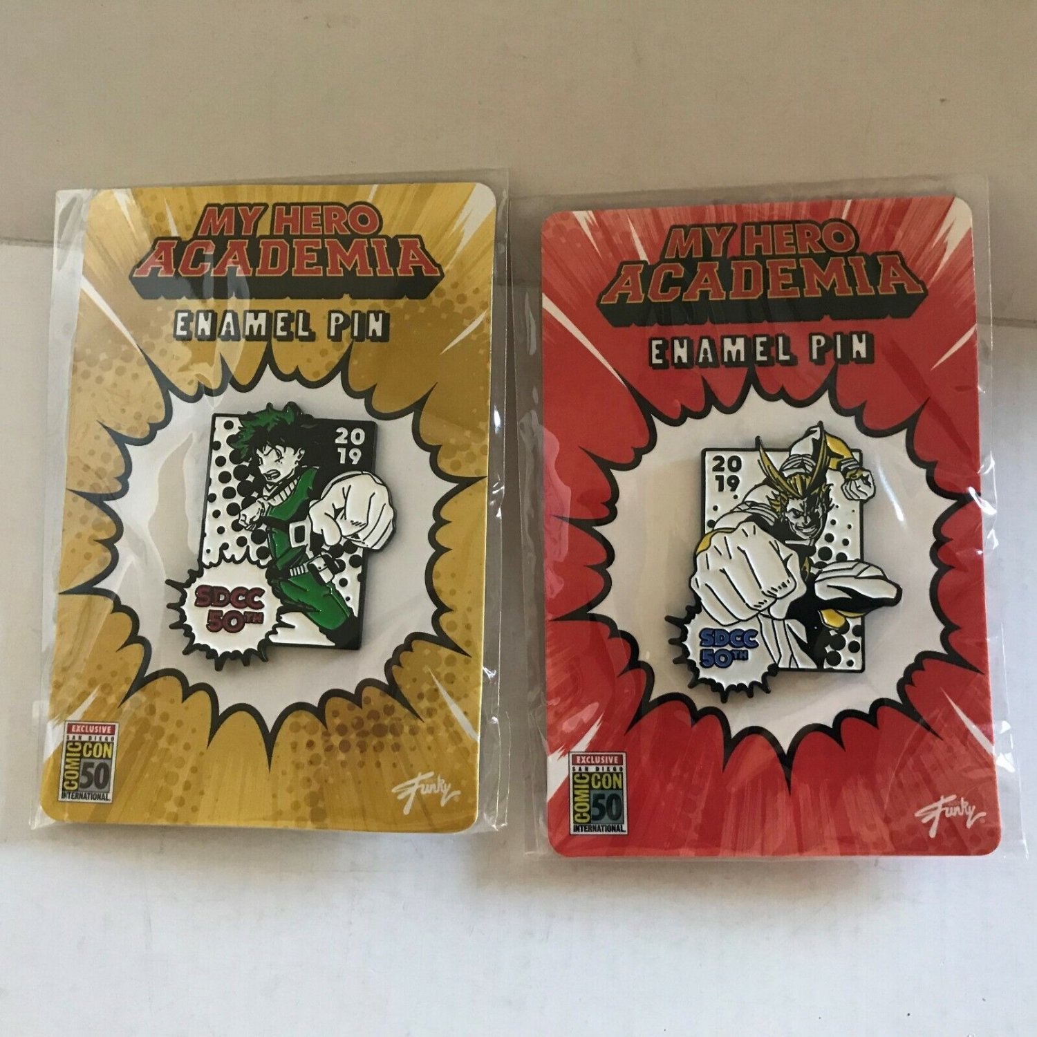 TWO NEW 2019 San Diego Comic Con Exclusive My Hero Academia Exclusive 1.5" Pins