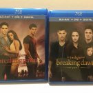 Authentic Twilight Breaking Dawn 1&2 Blu-Rays No DVD/Digital Download Included