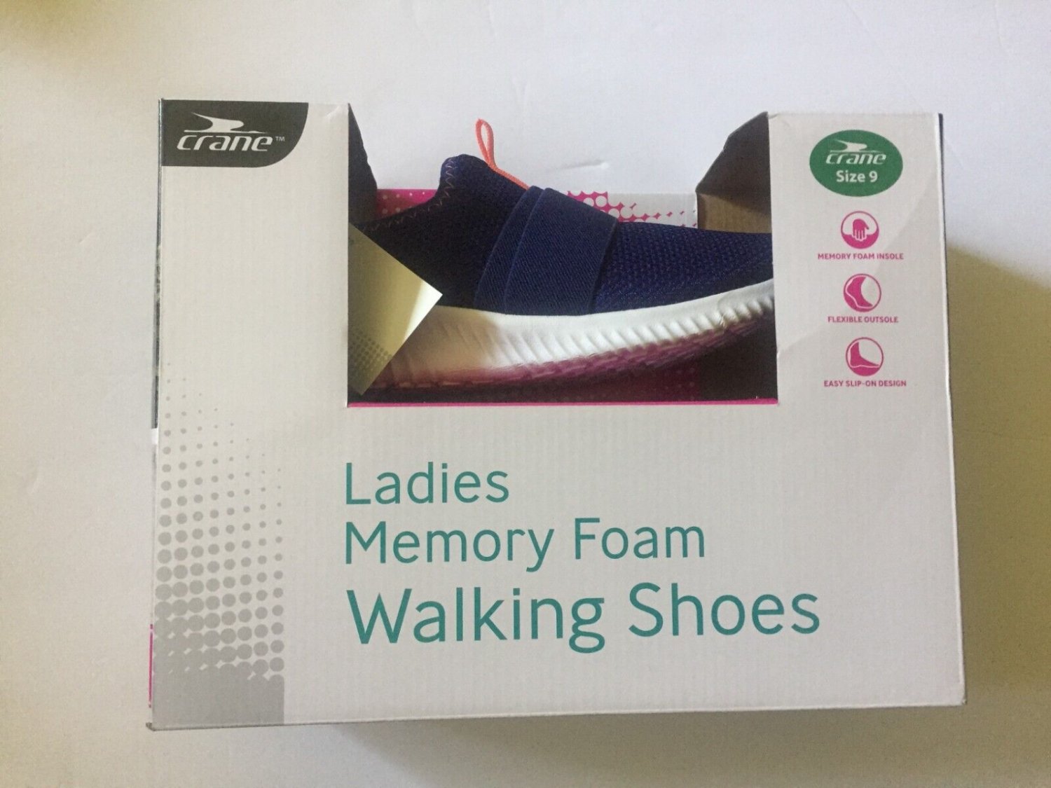NEW Crane Ladies Memory Foam Walking Shoes Size 9