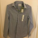 New Men's Small Long Sleeve Blue Striped Dress Shirt