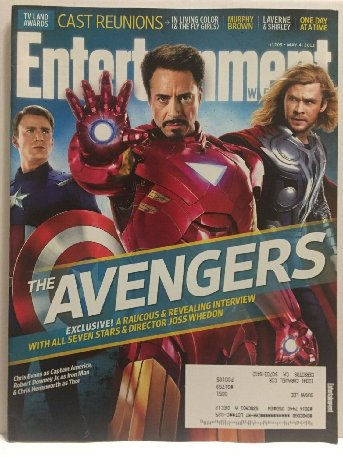 Old 2012 Entertainment Weekly Magazine with Original Avengers on the Cover