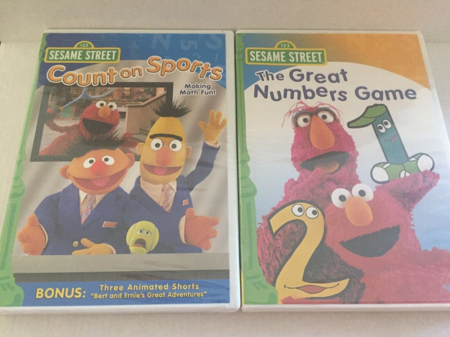 Two Two Sesame Street DVDs - Count on Sports & Great Numbers Game Sealed