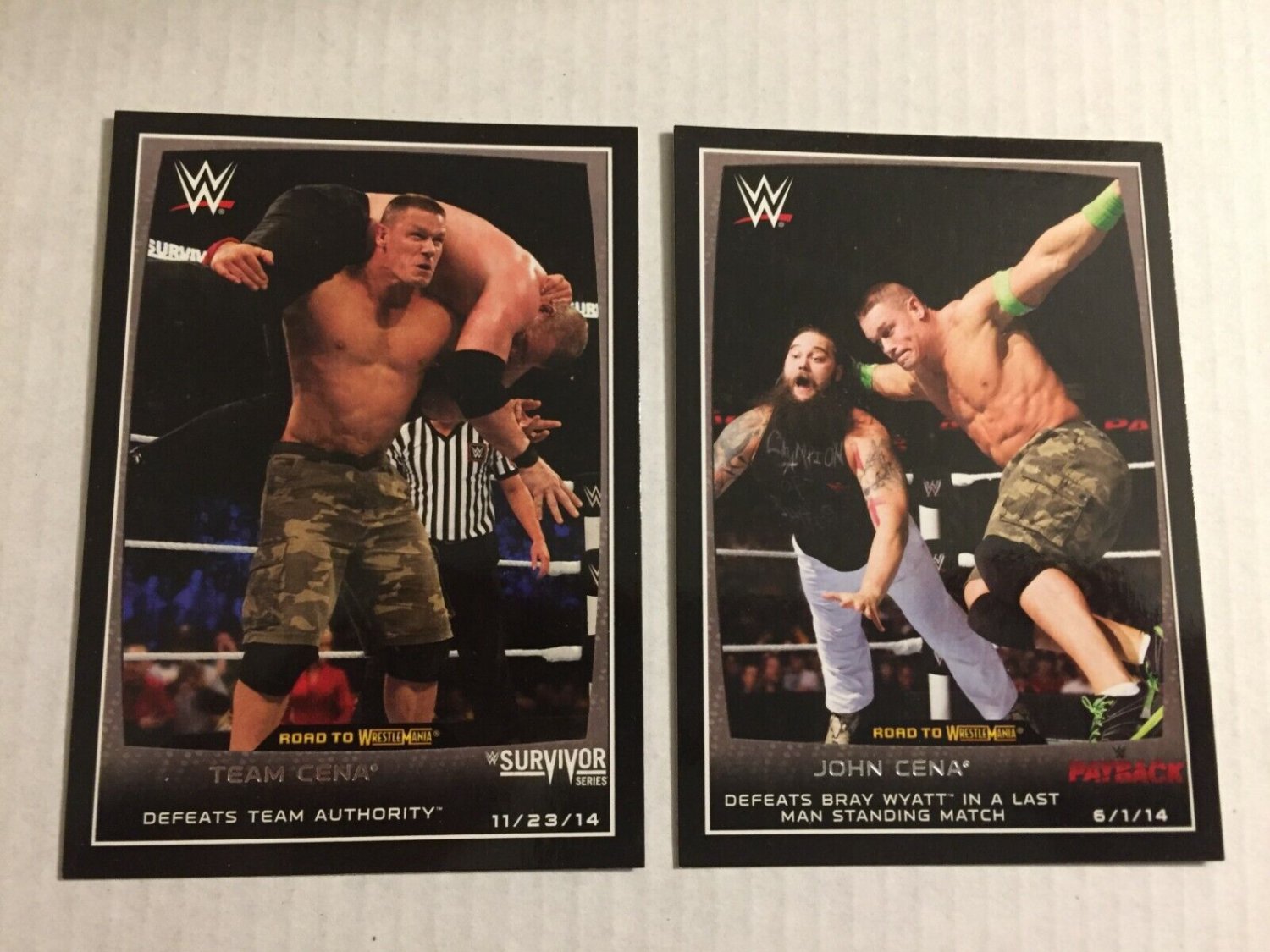 Two 2015 Topps WWE John Cena Cards Trading Cards