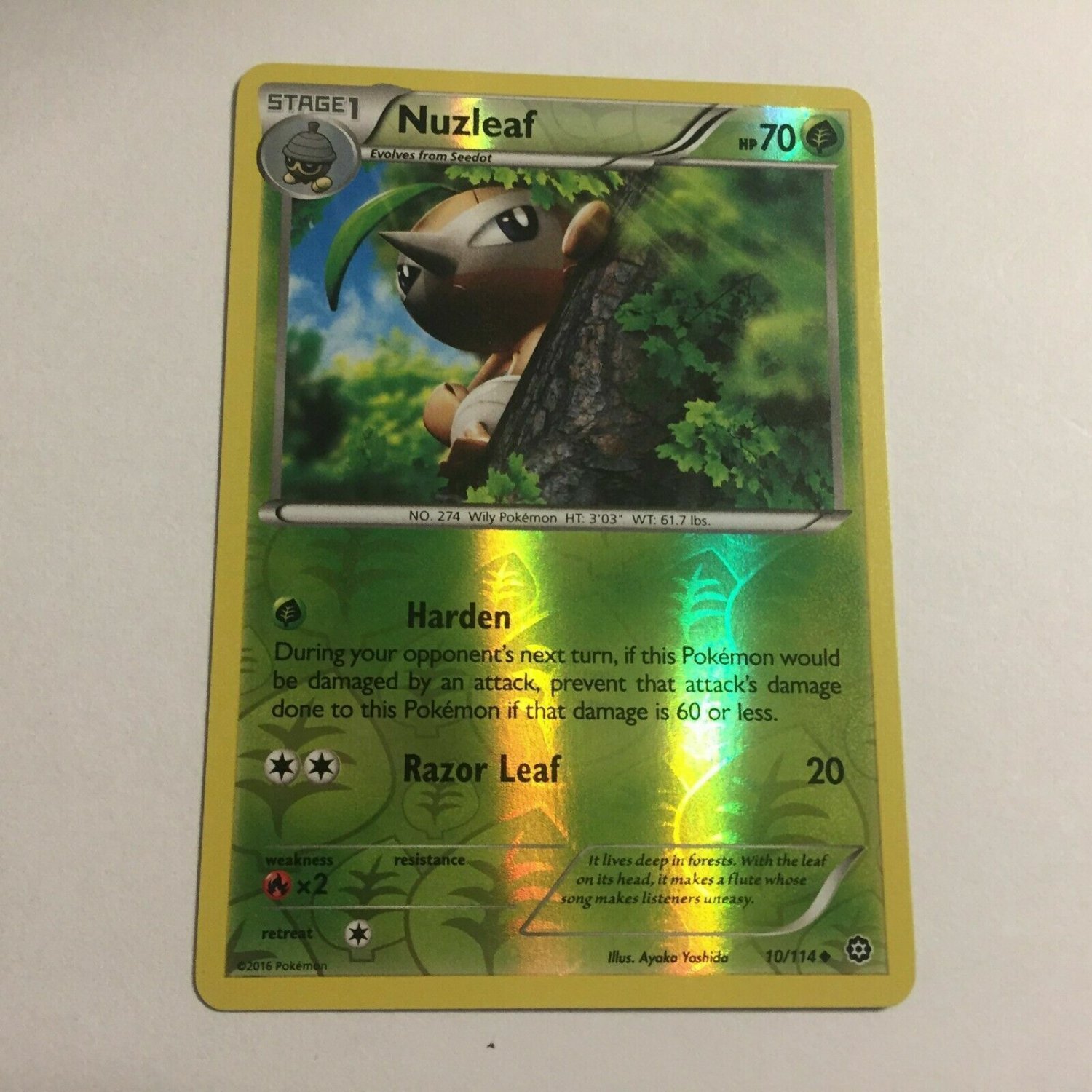 2016 Nuzleaf Reverse Holo Stage 1 Uncommon Pokemon Card 10/114