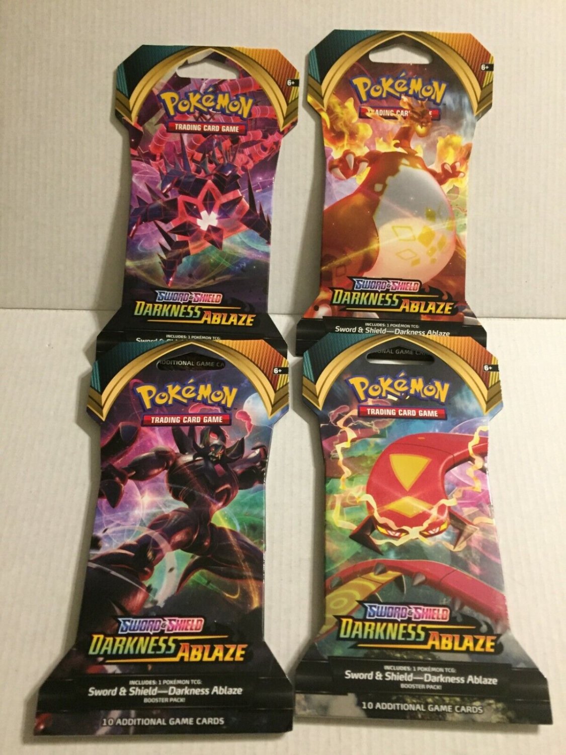 4 New Pokemon Sword & Shield Darkness Ablaze Packs - 40 Total Cards