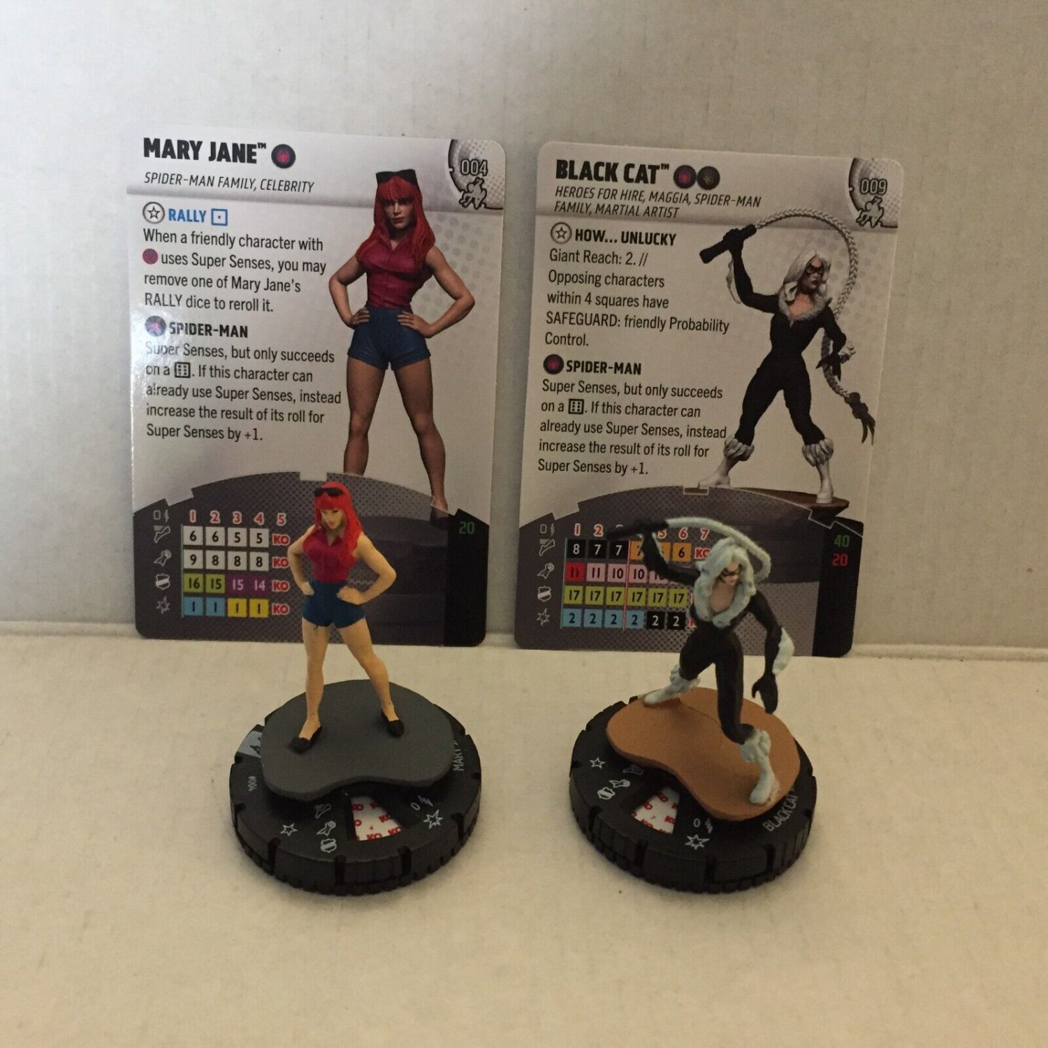 HeroClix Marvel Comics Black Cat & Mary Jane Game Figures & Game Cards