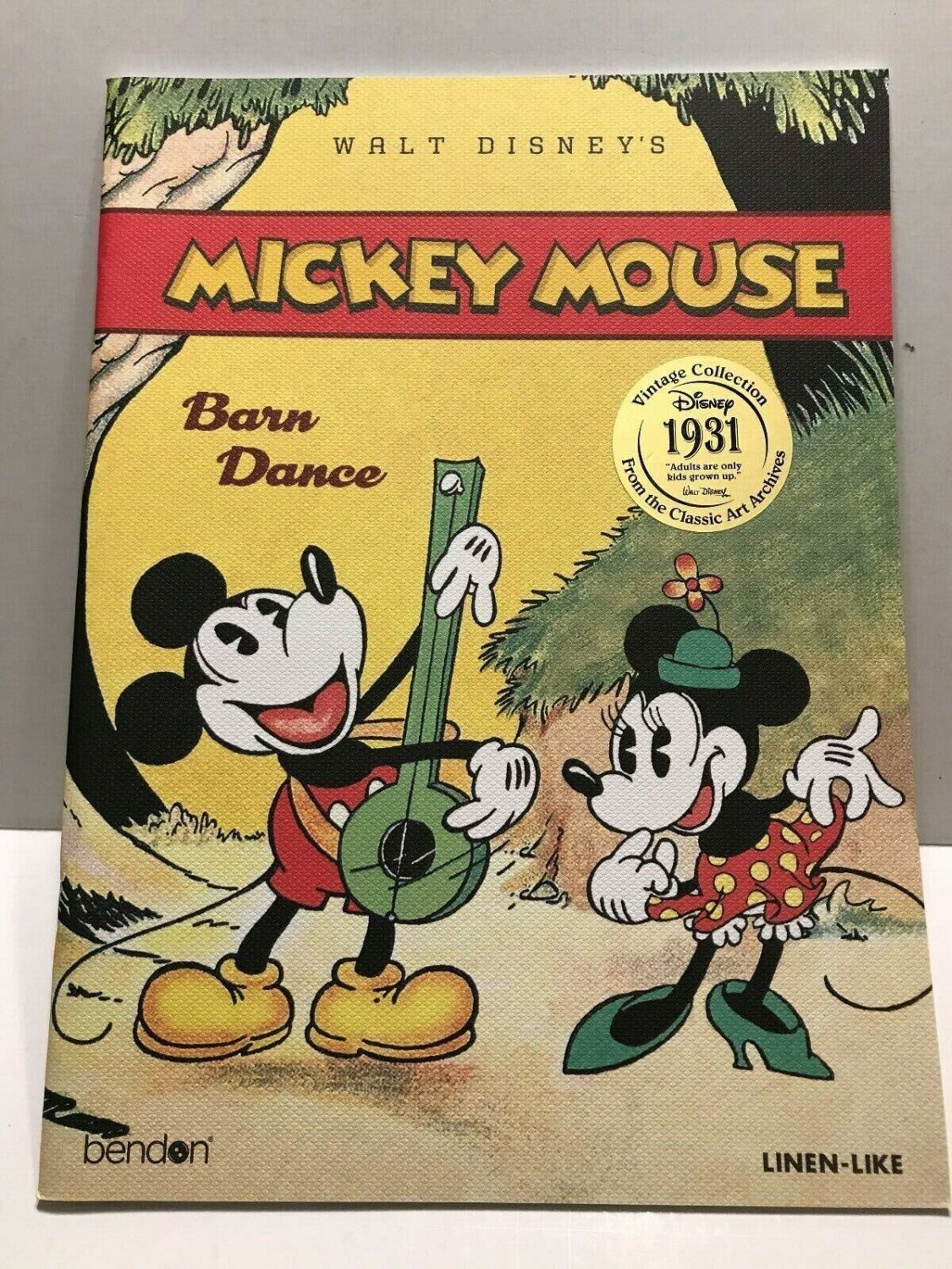 Disney Mickey Mouse Barn Dance 12'' x 9'' Linen Vintage Like Book (1931)