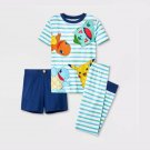 New Pokémon 3pc Striped 100% Cotton Boys Small (4) Pajama Set