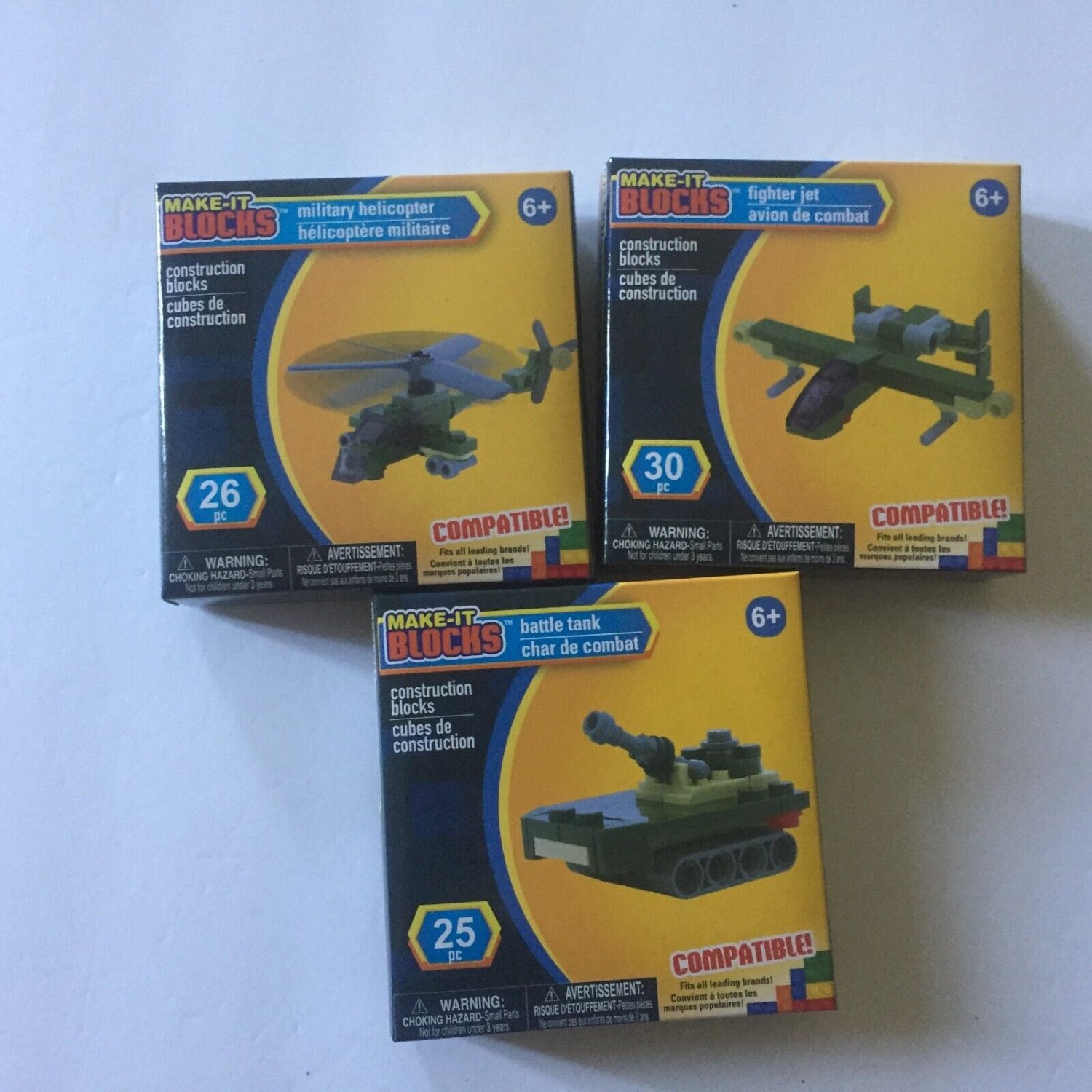 NEW Make It Blocks Military Helicopter Fighter Jet & Battle Tank - 81 pieces