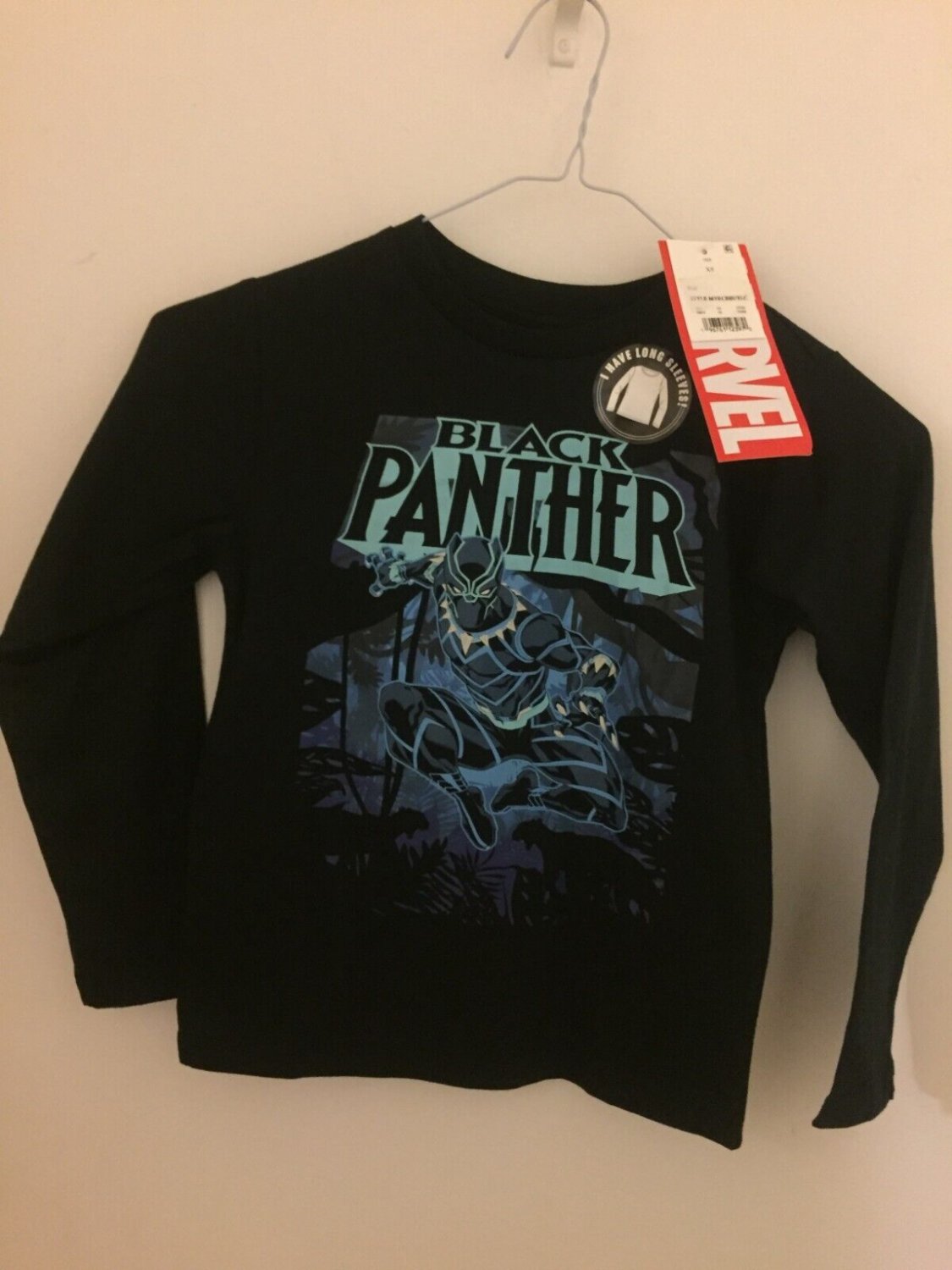 NEW Boys' Marvel Black Panther Long Sleeve XS T-Shirt