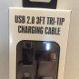 NEW USB 2.0 Universal Tri-Tip Charging 3 Foot Cable