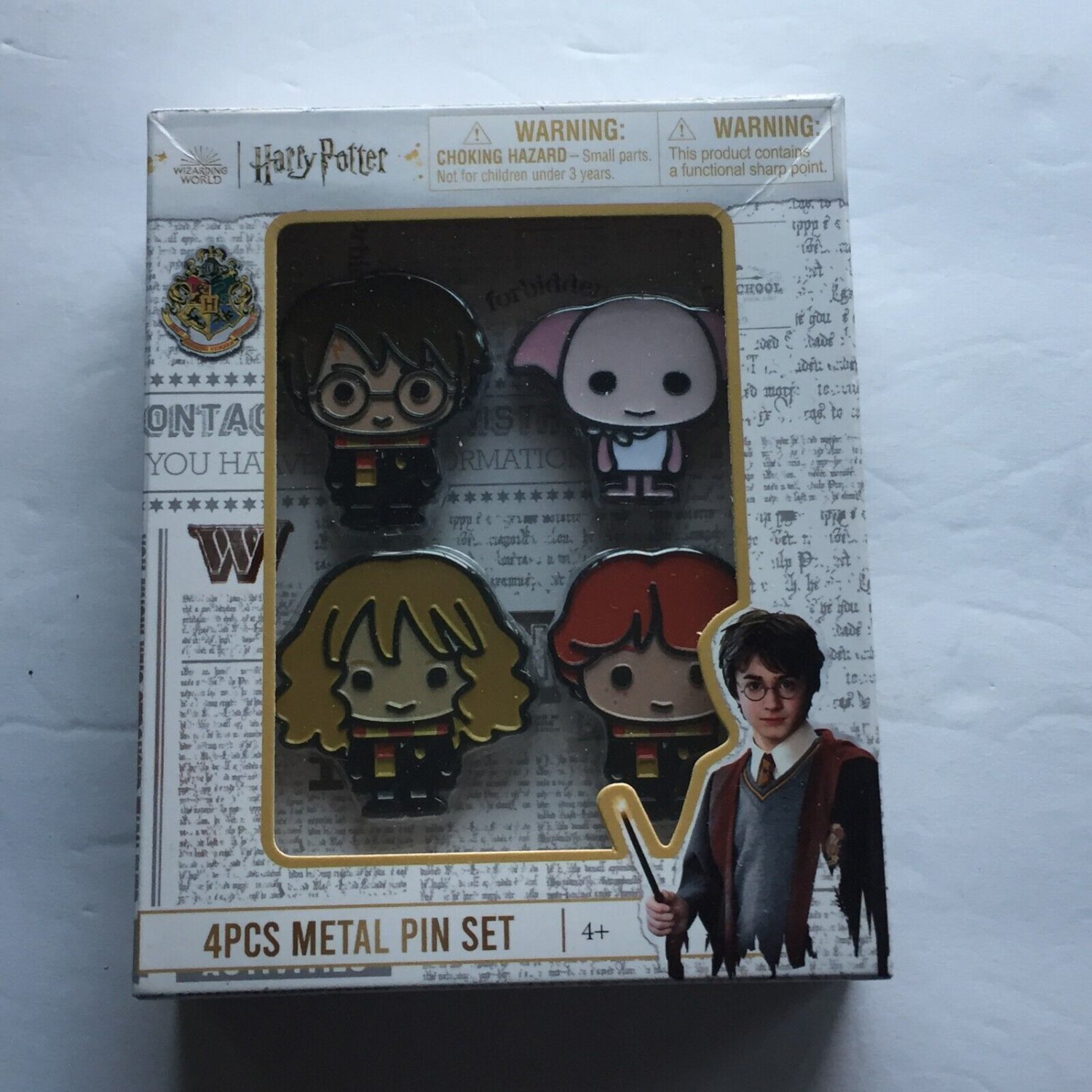 NEW Harry Potter 4 Pin Set - Harry, Hermoine, Ron & Dobby