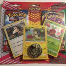New Pokemon Holo Morpeko-Snorlax-Applin 2 Pk Blister Pack + Coin