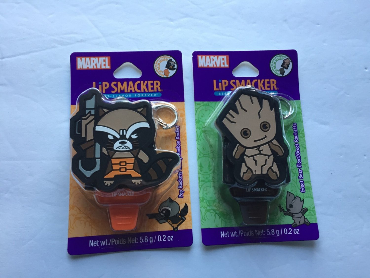 NEW Marvel Guardians Rocket Raccoon & Groot Lip Smackers