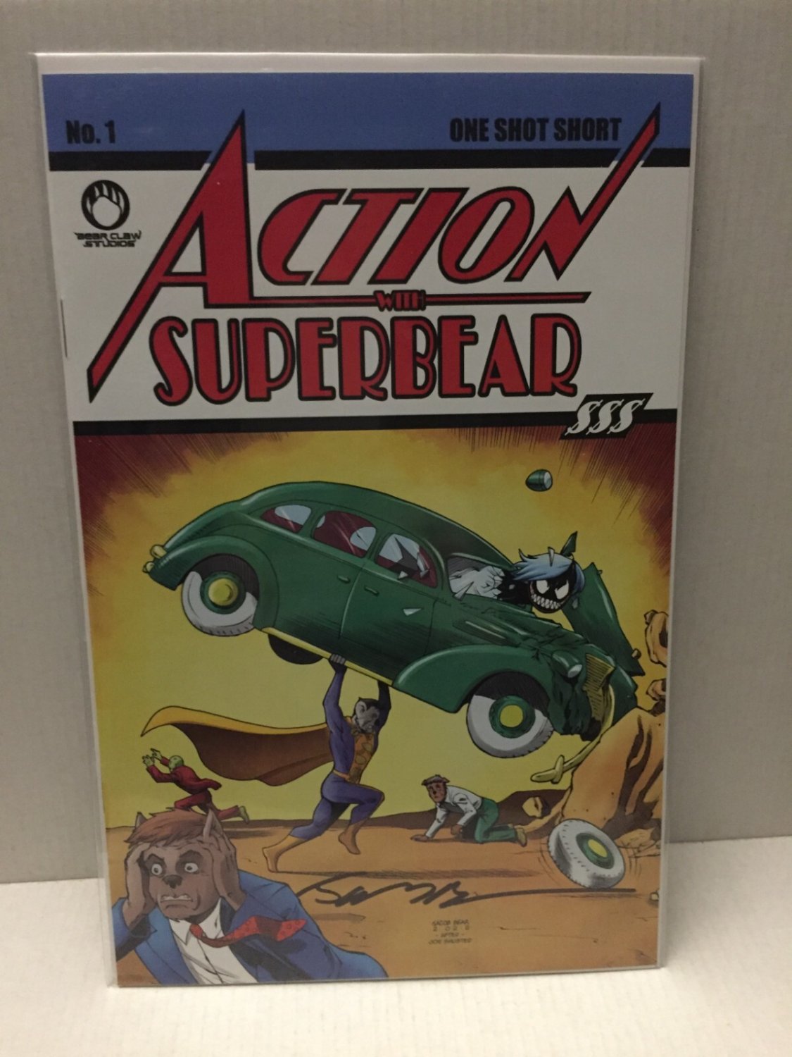 2022 Bear Claw Studios Action with Superbear One Shot Signed with COA