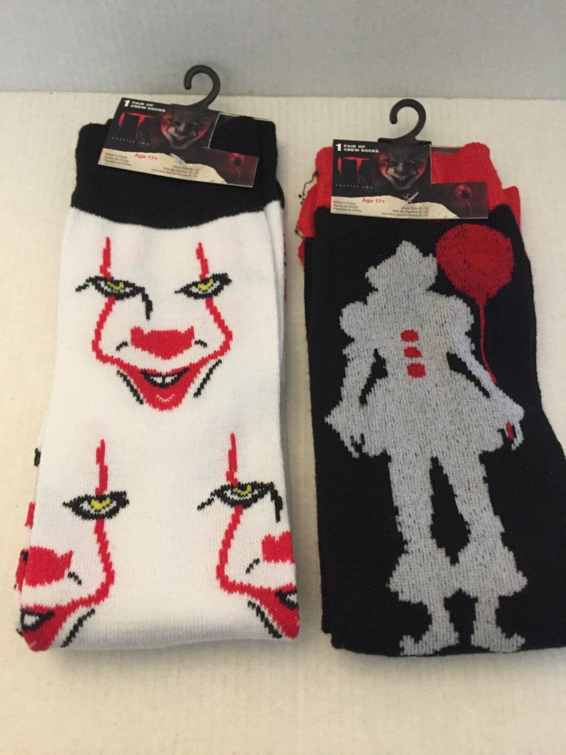 NEW IT Chapter Two Unisex Crew Socks Shoe Size 6-12