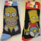 NEW The Simpsons Homer & Bart Unisex Crew Socks Shoe Size 6-12