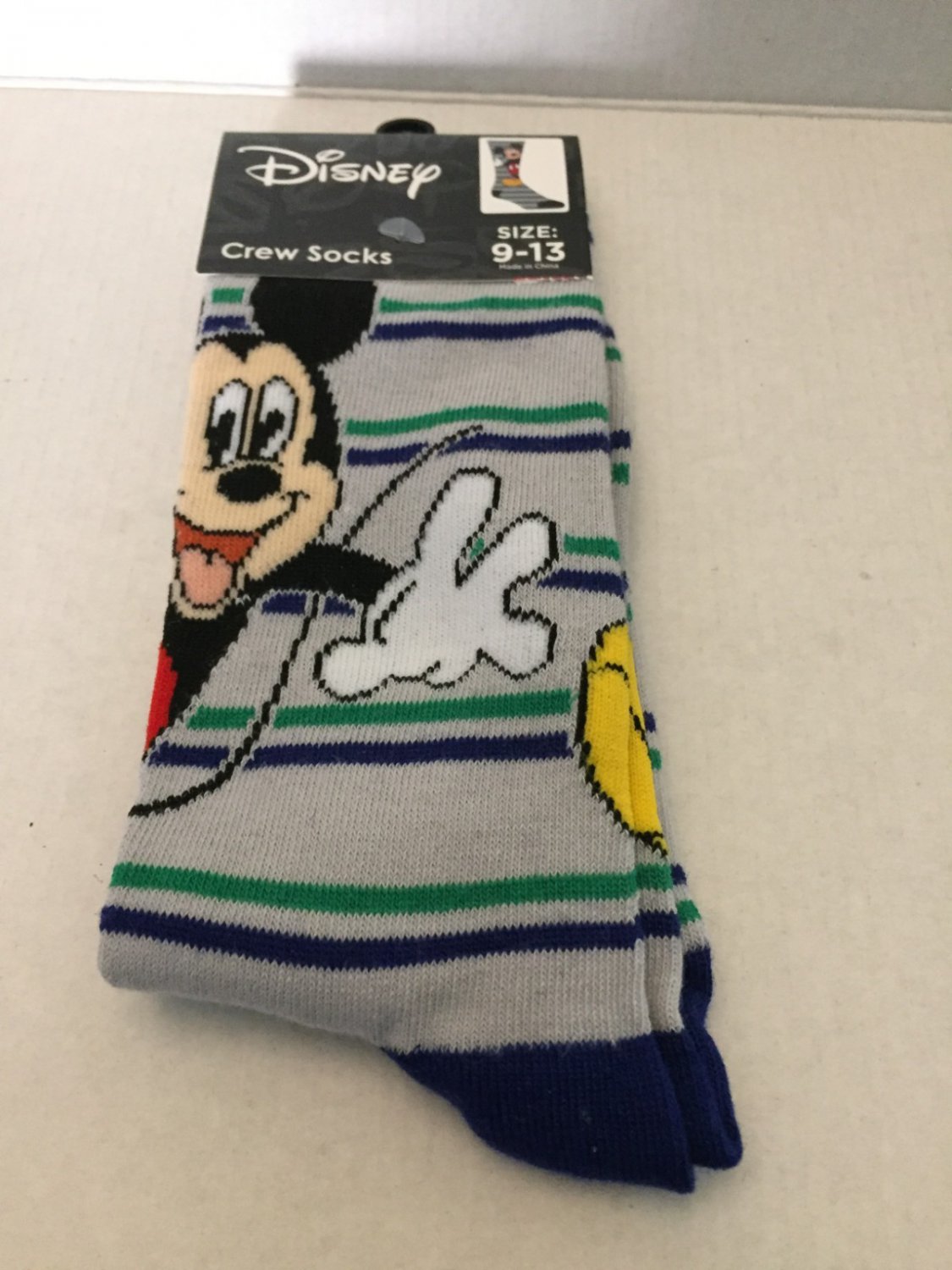 NEW Disney Mickey Mouse Striped Crew Socks Size 9-13