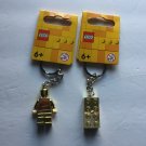 NEW Lego Gold Colored Minifigure & Lego Brick Keyrings