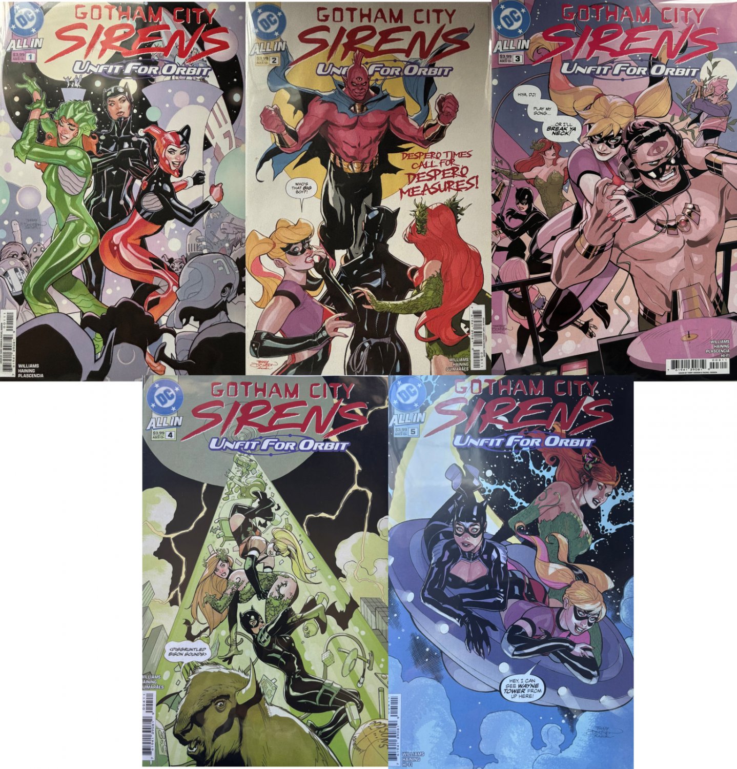 2025 DC Comics Gotham City Sirens Unfit for Orbit Miniseries Set #1 - #5