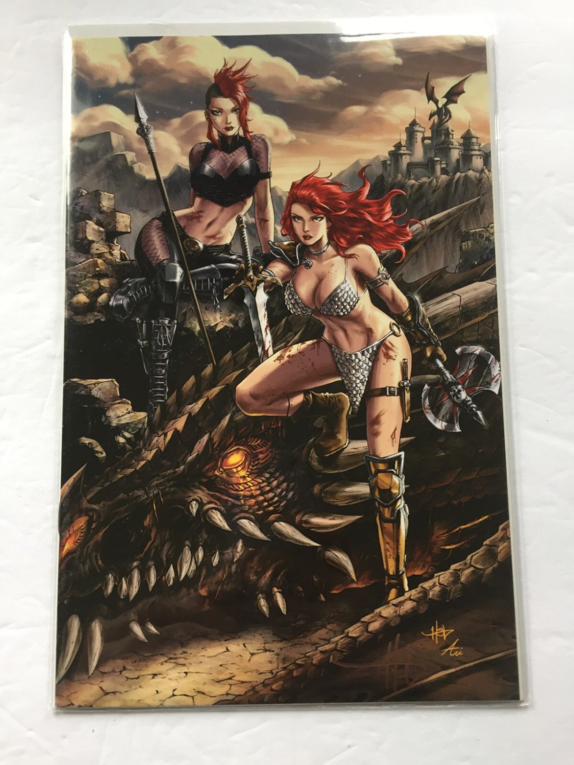 2020 Dynamite Comics Red Sonja Age of Chaos Crees Virgin Variant #3 Signed