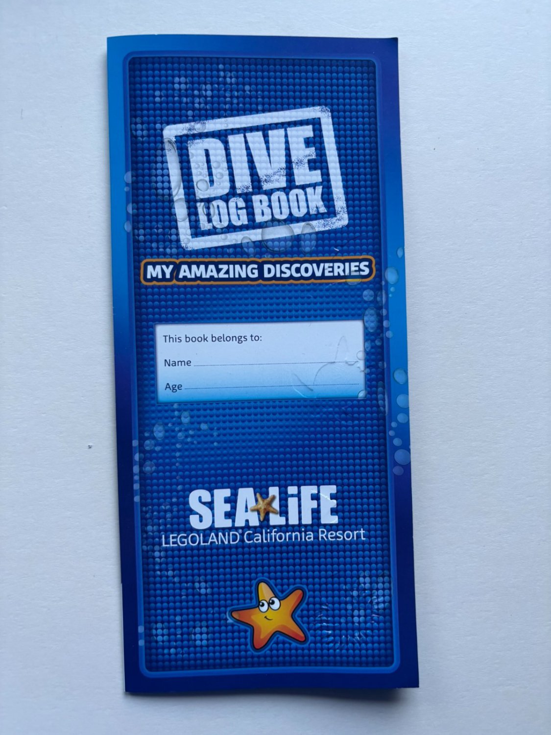 Lego Land Foldout Dive Log Book Completely Stamped