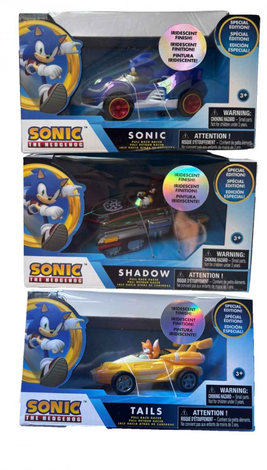 NEW Sonic the Hedgehog Sonic, Shadow & Tails Special Edition Pull Back Racer Car