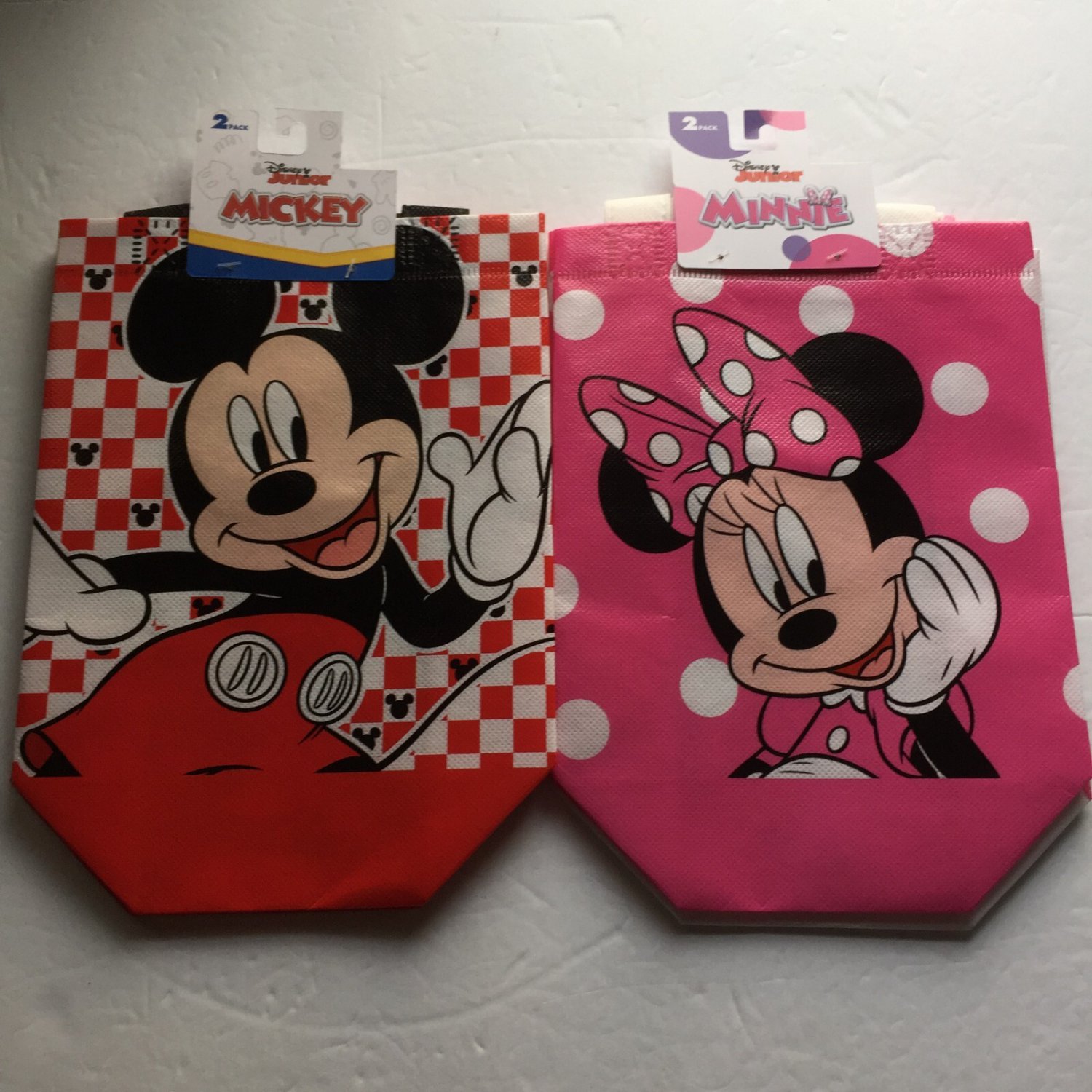 New Disney Mickey & Minnie Mouse 2 Pack Small 9'' x 7'' Bags - 4 Bags