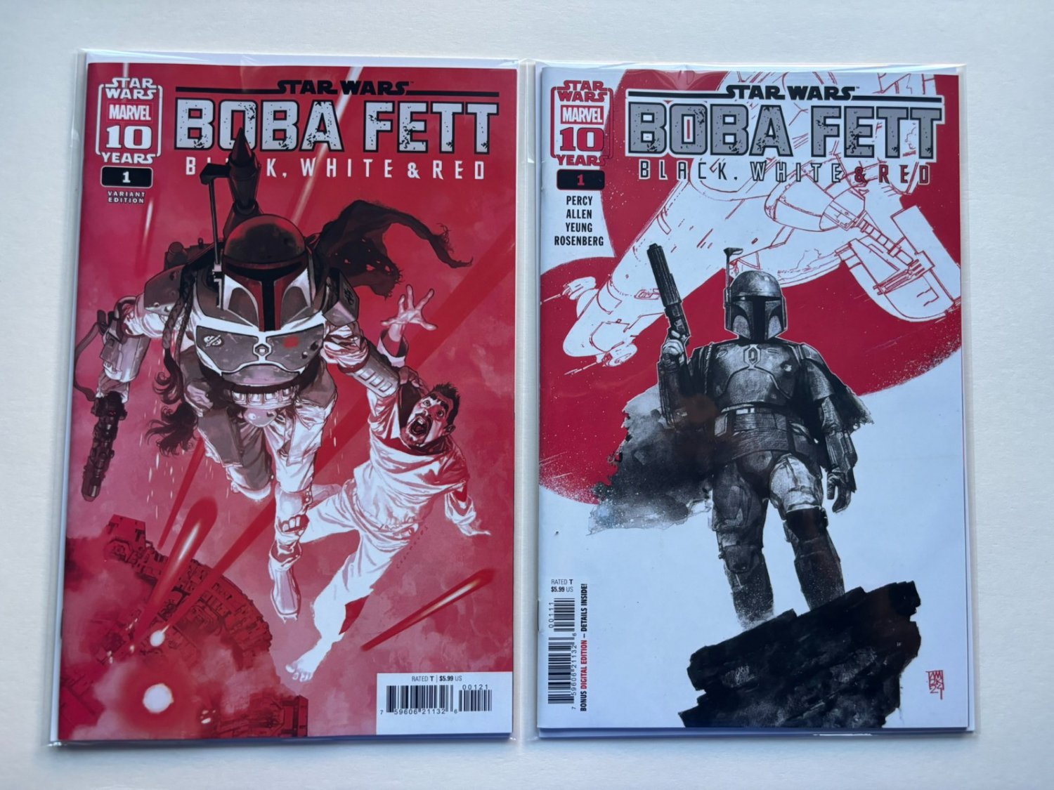 2025 Marvel Comics Star Wars Boba Fett Black White & Red Cover A & Casanovas Var