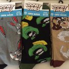 NEW Looney Toons Bugs Bunny, Marvin Martian & Taz Crew Socks, Size 9-13 NEW Looney Toons Bugs Bunny, Marvin Martian & Taz Crew Socks, Size 9-13