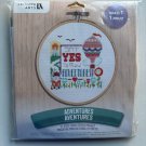 NEW Leisure Arts Say YES to New Adventures 7'' Round Cross Stitch Embroidery Kit