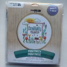 NEW Leisure Arts Positivity Rules 7'' Round Cross Stitch Embroidery Kit