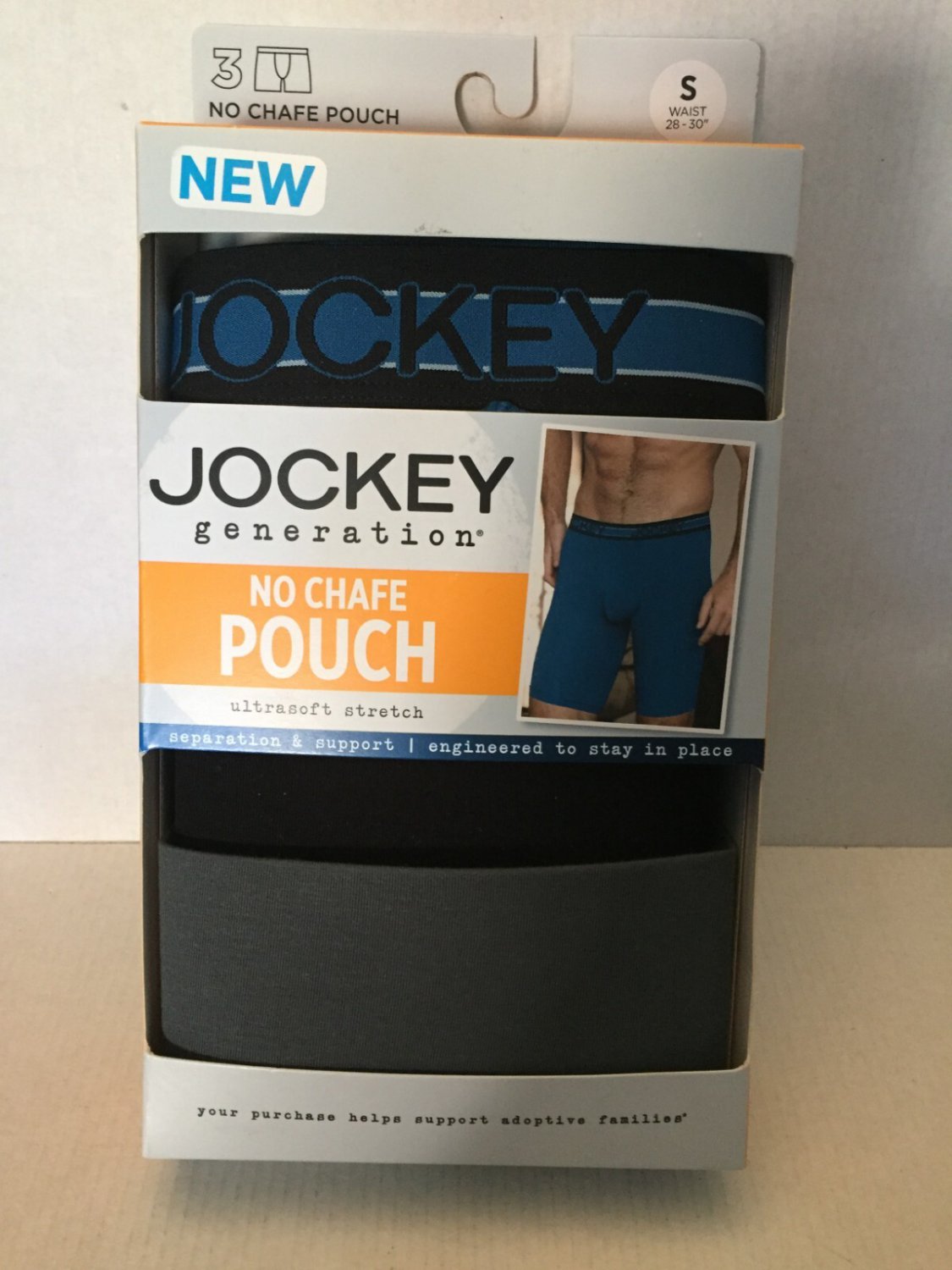 NEW Jockey Generation No Chafe Pouch Small (28-30) Long-Leg Boxer Briefs - 3 Pac