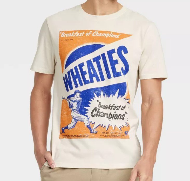 NEW Wheaties Short Sleeve Crew Neck Graphic Men's Large T-Shirt