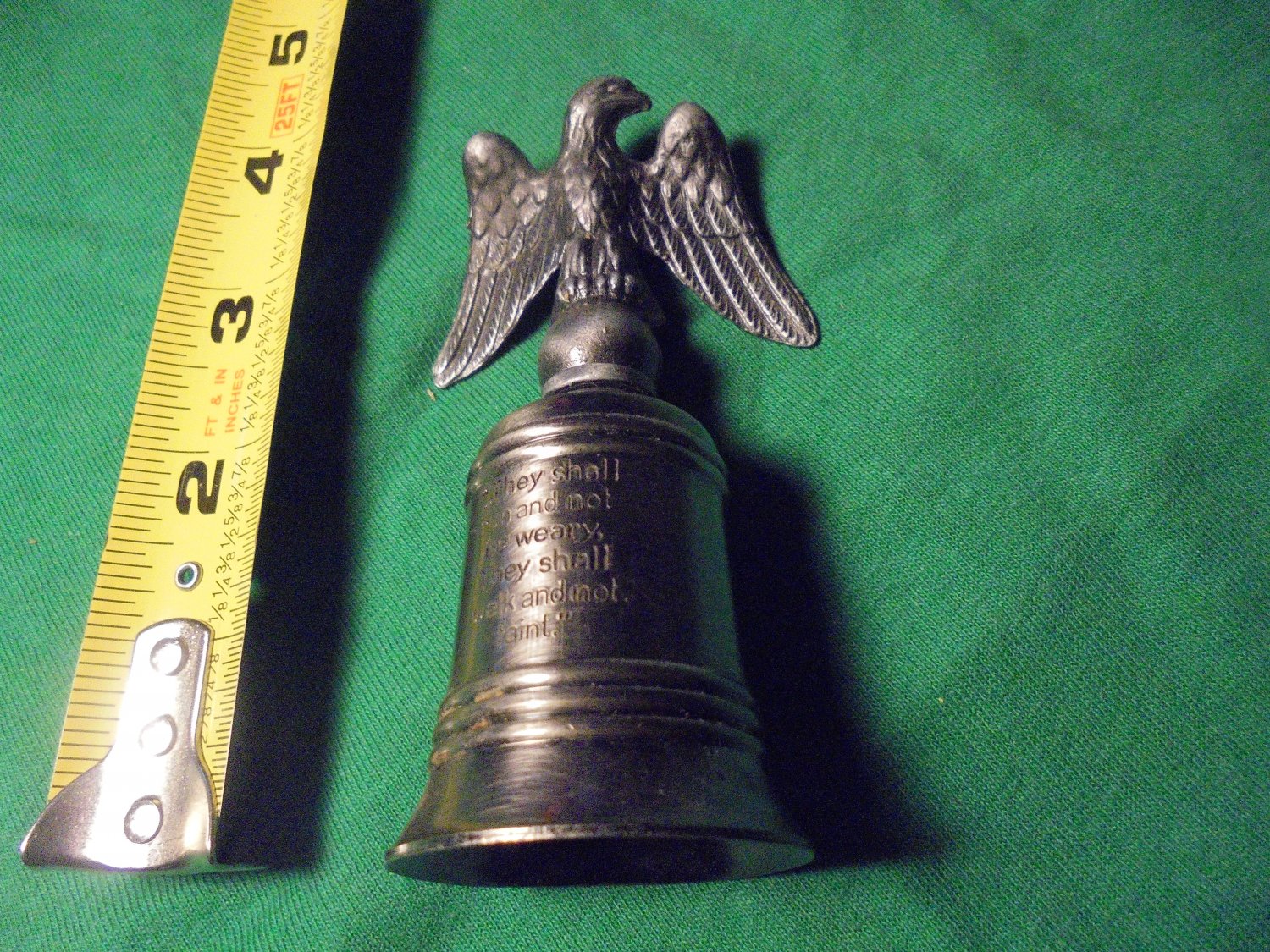1990 5" Metal Bell - Eagle with Wings on Top Says Isaiah 40:31! $15.00 obo!