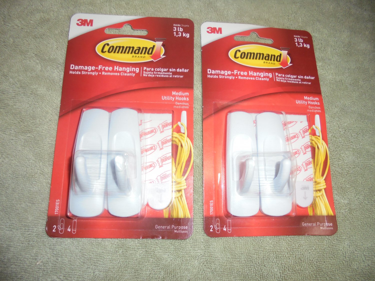 Command 3M Brand Damage Free Hanging Hooks 3 Lb! Two Pieces!! $17.00 Shipped!!