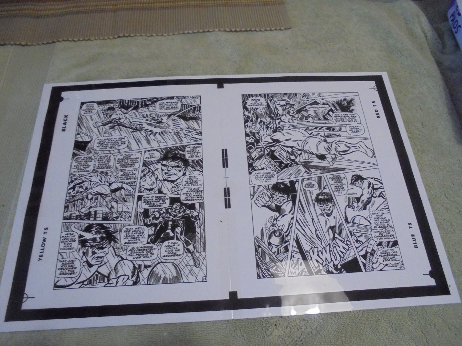 IRON MAN # 9 vs. HULK!! Rare Post-Production Pages 14 & 15!! 1969!! $125.00 Shipped!