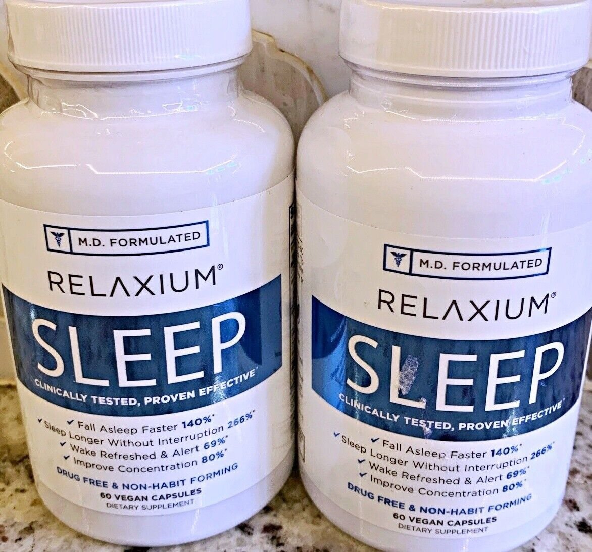 2 Bottle RELAXIUM All Natural Sleep Aid 120 caps MD Formulated - 2 MONTH SUPPLY - Relaxium