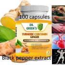 Turmeric Curcumin with Ginger and Bio pepper Relieve Join Pain Immune Support 100 Caps