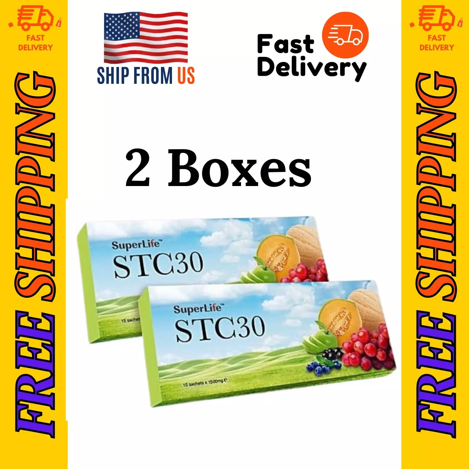 2 Boxes Superlife STC30 Supplement Stemcell Activator Vitamins 15 Sachet/Per Box