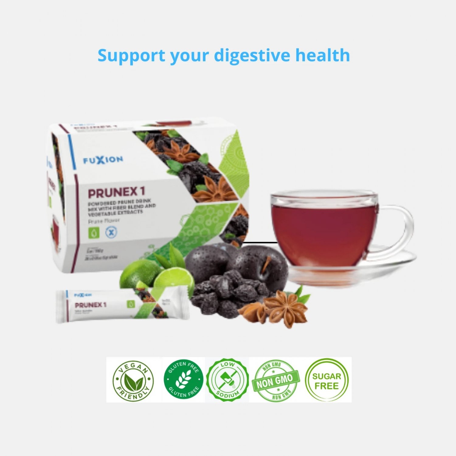 Fuxion Prunex 1 Digestive And Colon Support Supplement Prune Flavor (ship from US)