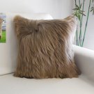 Leather Cushion Cover with Alpaca Suri Fur - Handmade in Cuzco, Peru