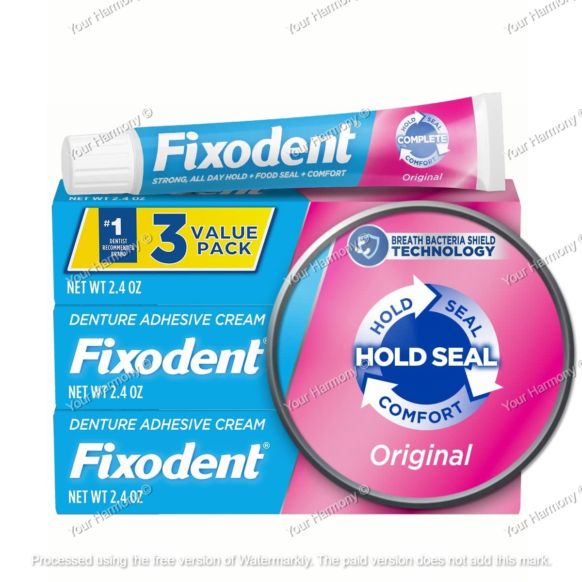 Fixodent Complete Original Denture Adhesive Cream, 2.4oz - 68gr (Pack of 3) - US Seller