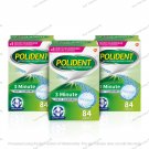 Polident Whitening Daily Cleanser For Dentures Triple Mint Fresh Flavor - 84 Tablets Pack X 3
