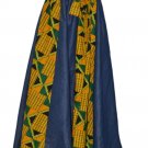 Long Kente Denim Trim Maxi Skirt With Matching Face Mask