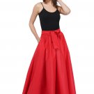 Solid Red Maxi Skirt with head wrap and mask