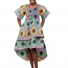 African Tiered High Low Dress with head wrap (rose/pink)