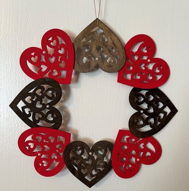 Valentine's Deco Mesh Heart Shaped Wreath - 12in